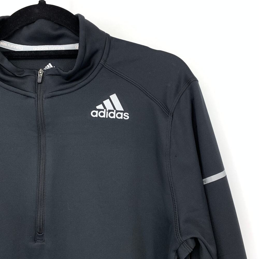 Adidas Pullover Long Sleeve Shirt Mens Size Large 1/4 Zip Black Mock Neck *FLAWS - Picture 3 of 9